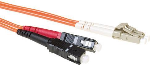 ACT 0.5 meter LSZH Multimode 50/125 OM2 fiber patch cable duplex with LC and SC connectors. Lc/sc 50/125 dup om2 0.50m (RL8500)