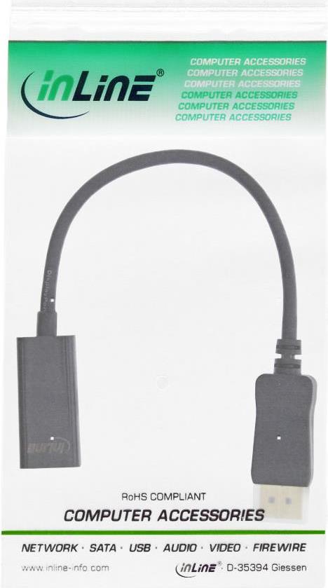 InLine 17198C Videokabel-Adapter 0,15 m DisplayPort HDMI Typ A (Standard) Schwarz (17198C)