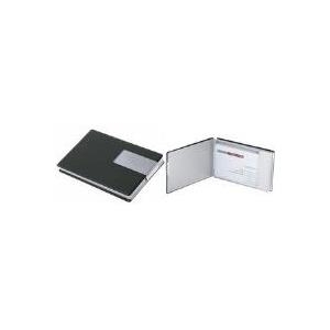 WEDO Visitenkartenbox Good Deal, Aluminium/PVC (schwarz) Kombination aus Aluminium und PVC in Lederoptik (205 6601)