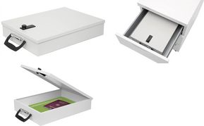 WEDO Dokumenten-Kassette, DIN A4, mit Zahlenschloss aus Stahlblech, mit lichtgrauer Pulverbeschichtung - 1 Stück (102 2537)