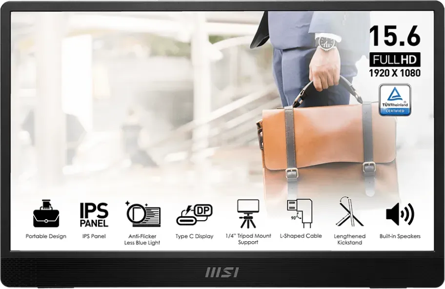 MSI PRO MP161DE E2 Monitor 39.6cm (15.6") - Full HD, IPS, 4ms, HDMI, 60Hz (9S6-3PB70H-021)