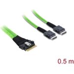 Delock PCIe 4.0 Kabel Slim SAS SFF-8654 8i zu 2 x OCuLink SFF-8611 4i 0.5 m (82195)