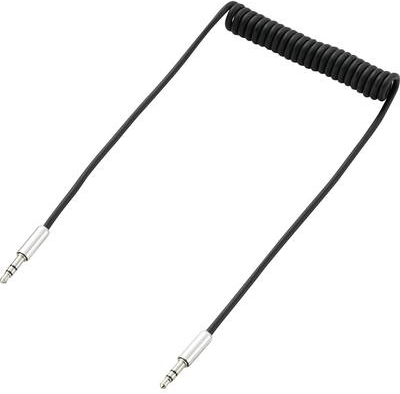 SpeaKa Professional Klinke Audio Anschlusskabel [1x Klinkenstecker 3.5 mm - 1x Klinkenstecker 3.5 mm] 1 m Schwarz Spiralkabel (SP-7870092)