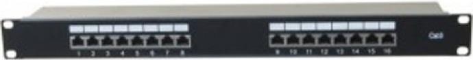 Patchfeld, Cat 6, 16 Port, STP, 1 HE, 48,30cm (19"), schwarz Cat 6 Patchfeld mit 16 Ports (257309)