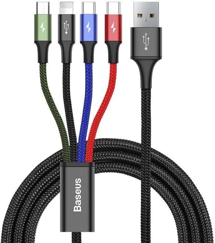 Baseus CA1T4-B01 Handykabel Schwarz 1,2 m USB A Lightning + micro-USB B + USB C (CA1T4-B01)