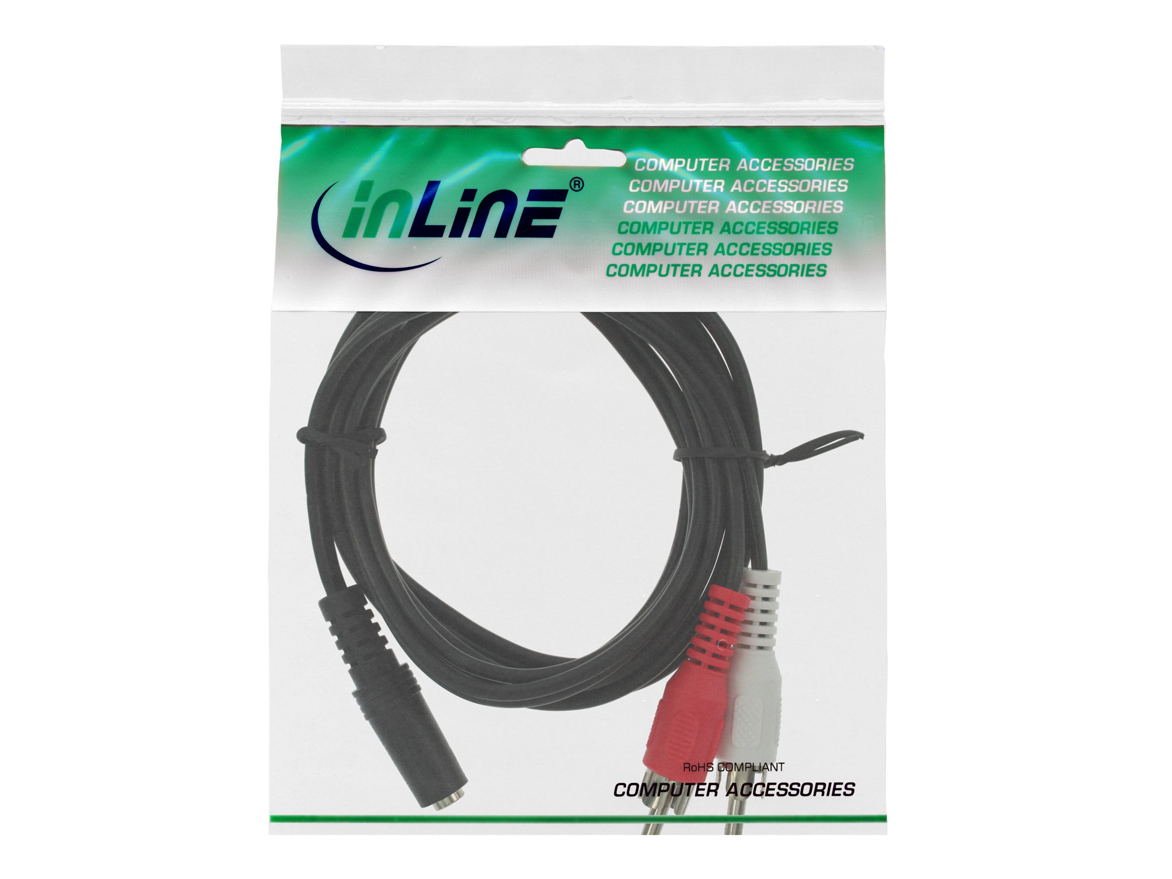 InLine 89940A Audiokabel 2 x RCA auf 3,5 mm Klinkenbuchse 1 m Schwarz