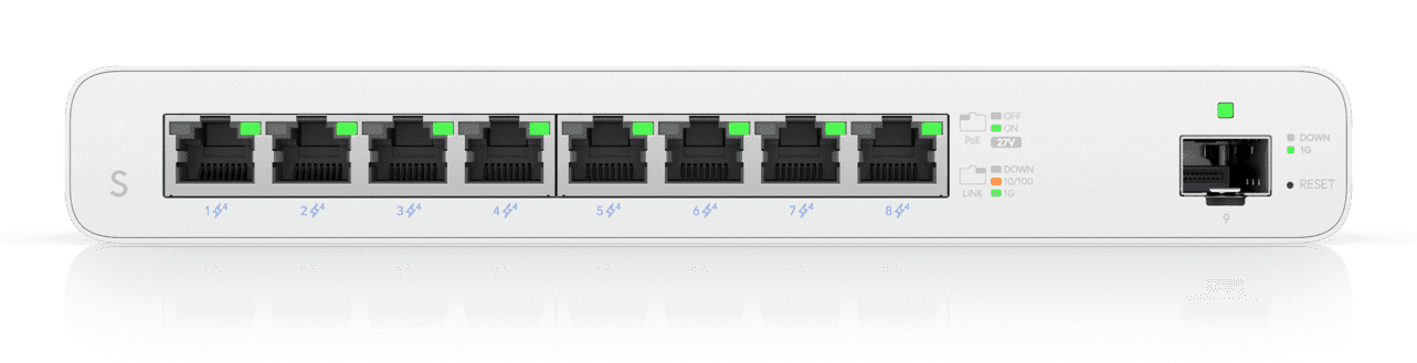 Ubiquiti UISP-S Managed L2 Switch 8x Gigabit PoE + 1x SFP Desktop Weiß