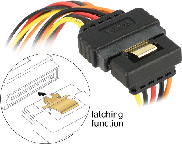 Delock Kabel SATA 15 Pin Strom Stecker mit Einrastfunktion > 2 x SATA 15 Pin Strom Buchse 15 cm (60145)