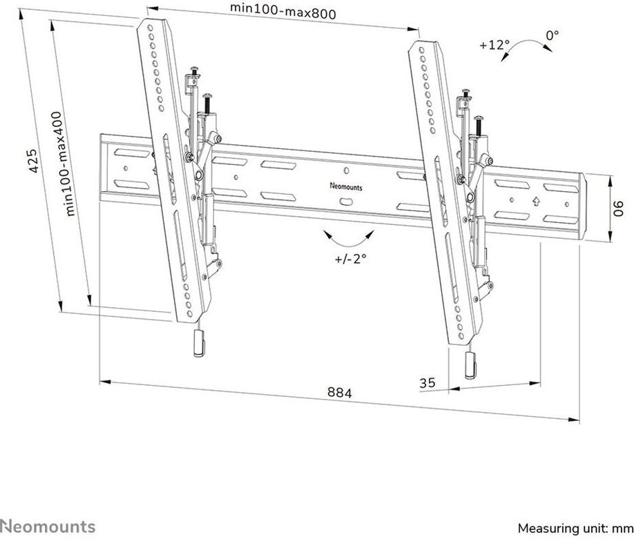 Neomounts WL35S-850BL18 Wandhalterung für LCD-Displays 43-86" Schwarz