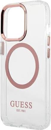 GUESS Hard Cover Metal Outline Magsafe Pink, iPhone 13 Pro Max, GUHMP13XHTRMP (GUHMP13XHTRMP)