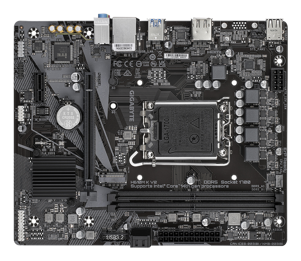 GIGABYTE H610M K V2 Mainboard LGA1700 Micro ATX Dark brown