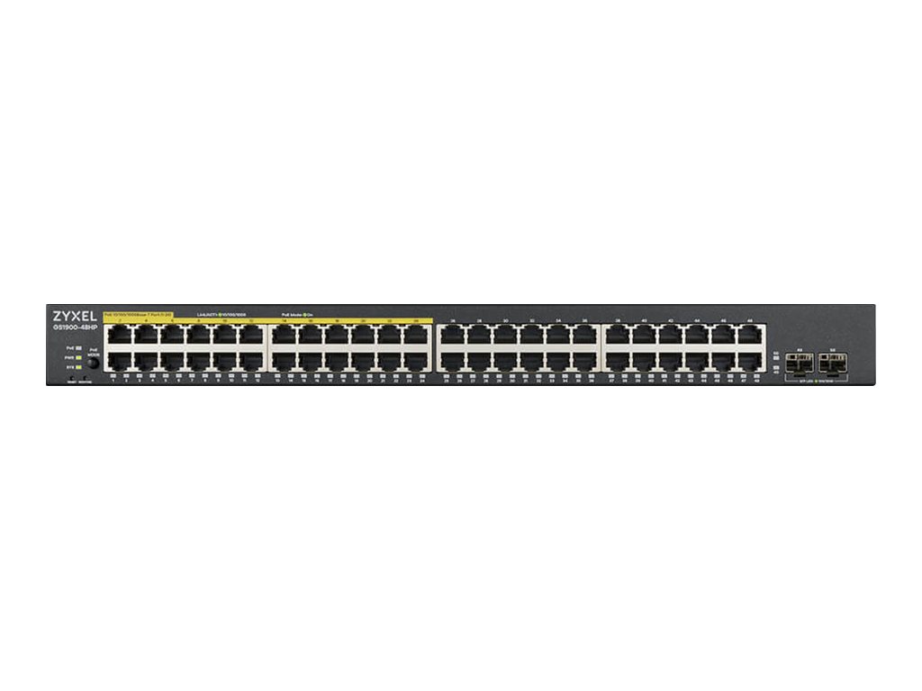 ZyXEL GS1900 Series GS1900-48HPv2 48-Port Gigabit PoE+ Smart Managed Switch Schwarz