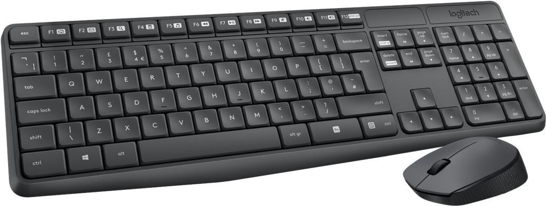 Logitech MK235 Kabelloses Tastatur-Maus-Set QWERTZ Ungarisch Grau