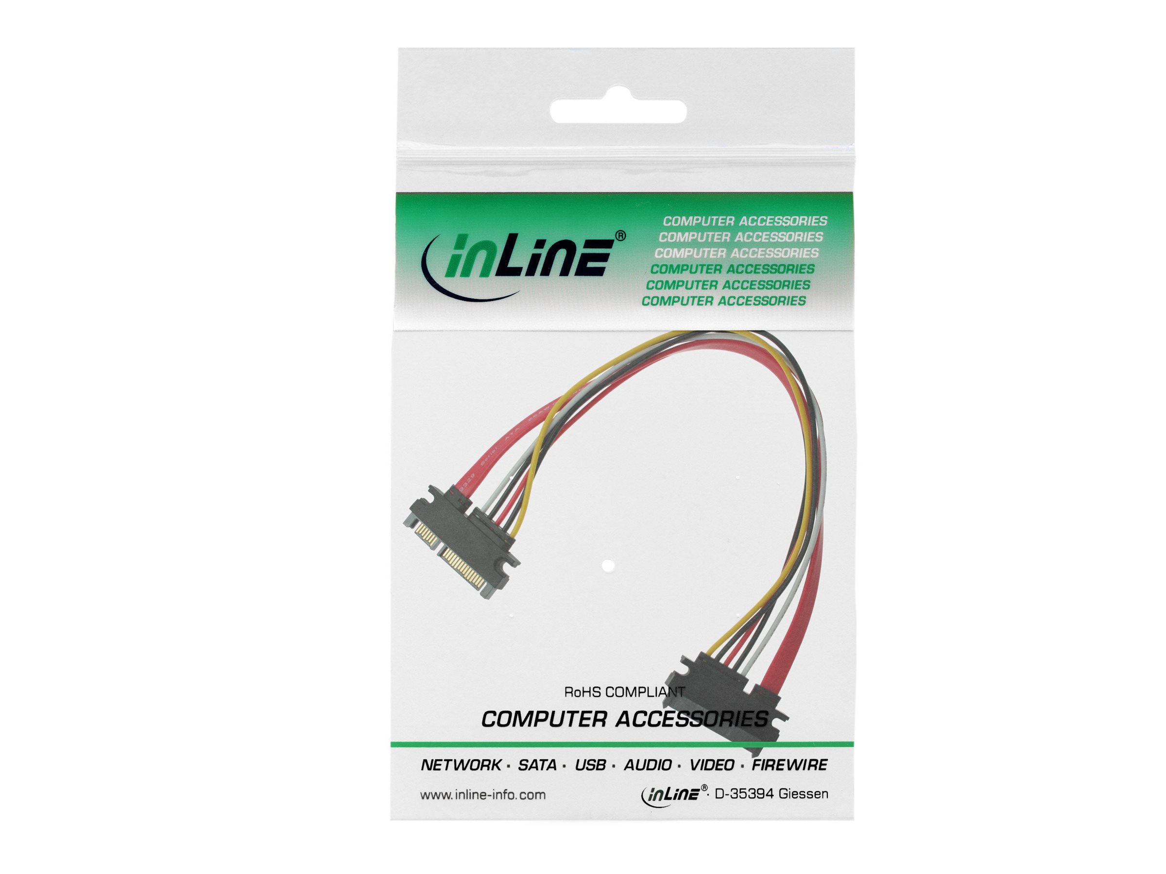 InLine SATA+Strom Verlängerungskabel Intern SATA 6Gb/s Stecker/Buchse 0,5 m Mehrfarbig