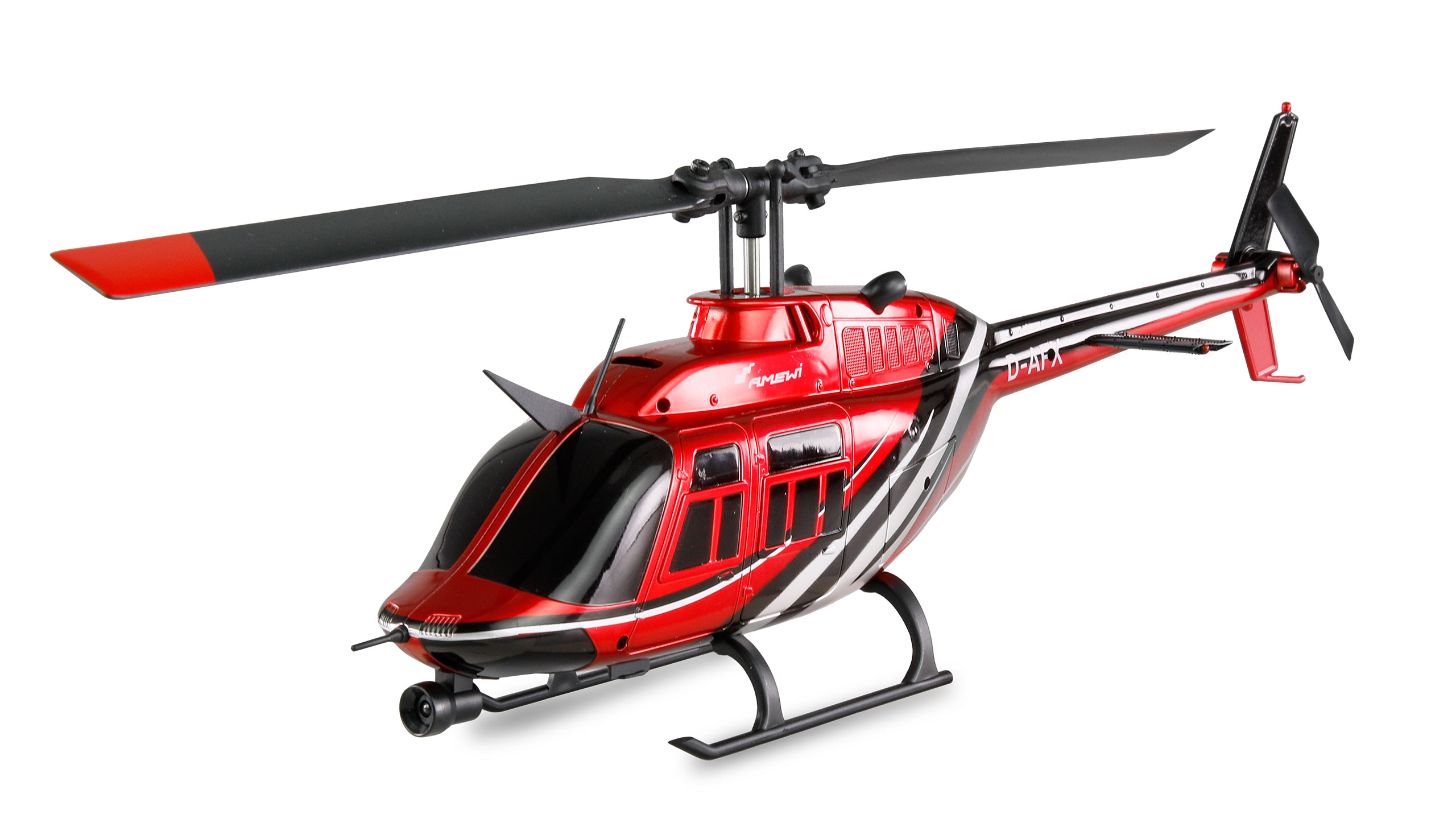 Amewi Bell 206 Jet Ranger 6-Kanal 6G RTF Modellhubschrauber Schwarz, Rot