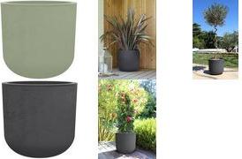 poétic Pflanzgefäß BASALT UP, rund, 485 mm, anthrazit Blumentopf aus Kunststoff, in Beton-Optik, für Innen-/ - 1 Stück (013722 G.ANT CX)