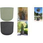 poétic Pflanzgefäß BASALT UP, rund, 485 mm, anthrazit Blumentopf aus Kunststoff, in Beton-Optik, für Innen-/ - 1 Stück (013722 G.ANT CX)