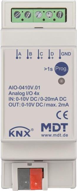 MDT AIO-0410V.01 Schaltaktor 4-fach, 2TE, REG, 0-10V (AIO-0410V.01)