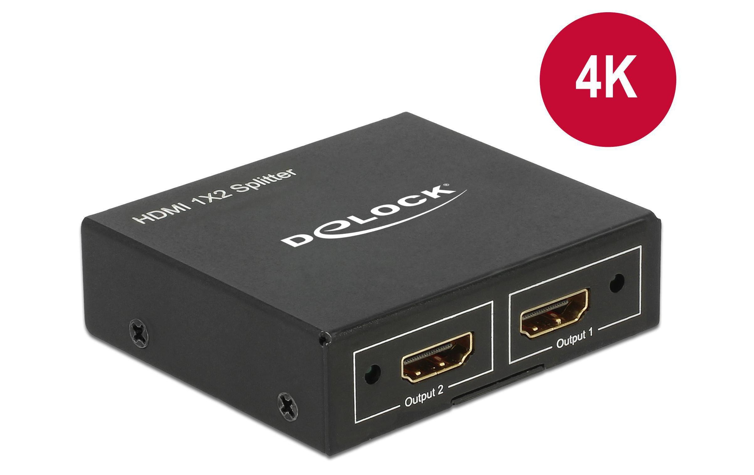 Delock HDMI Splitter 1 x HDMI in > 2 x HDMI out 4K Schwarz