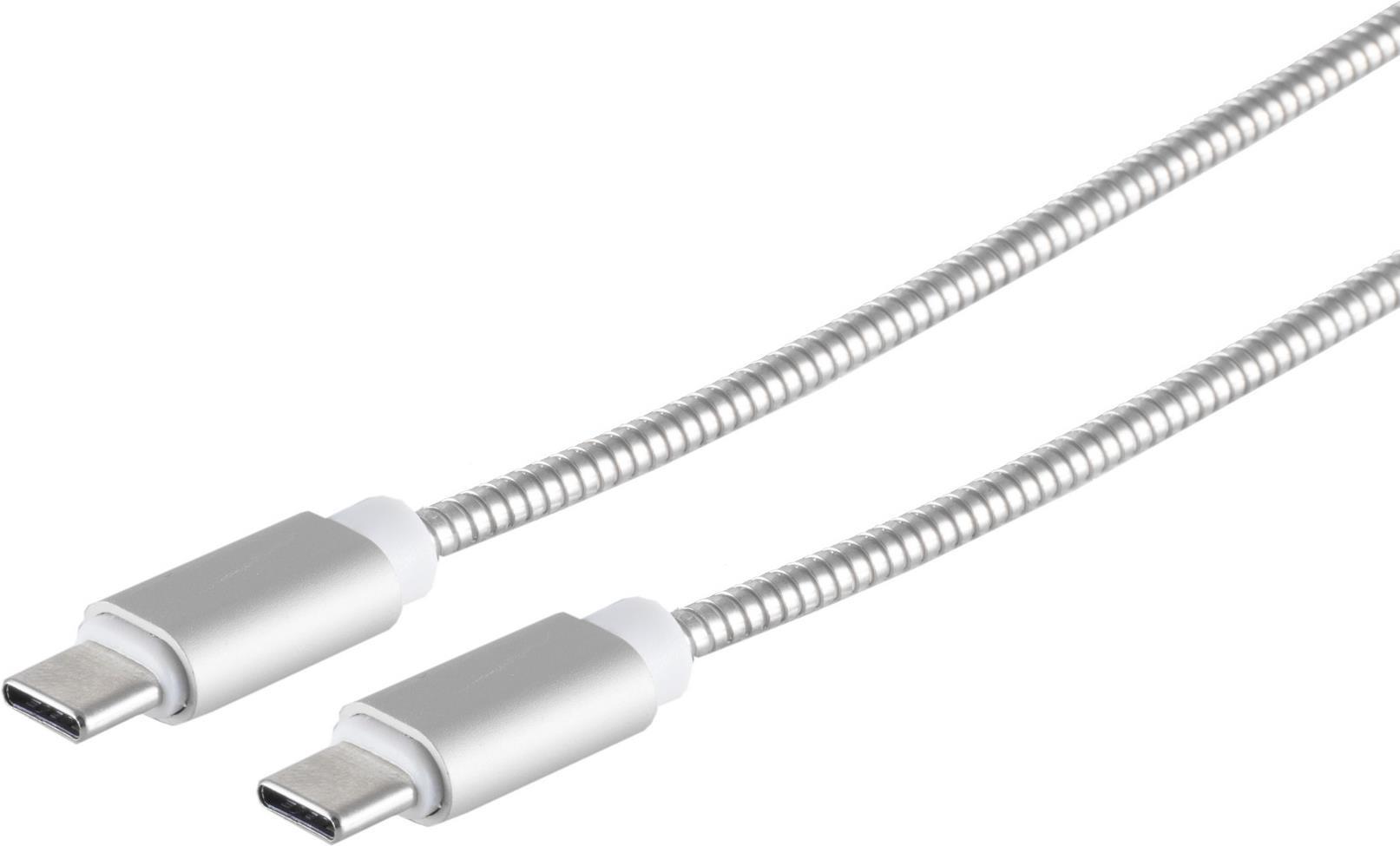 S/CONN maximum connectivity USB Lade Kabel, USB-C® Stecker auf 8-pin Stecker, PD, Metallummantelung (Steel), Silber, 1,0m (14-14001)