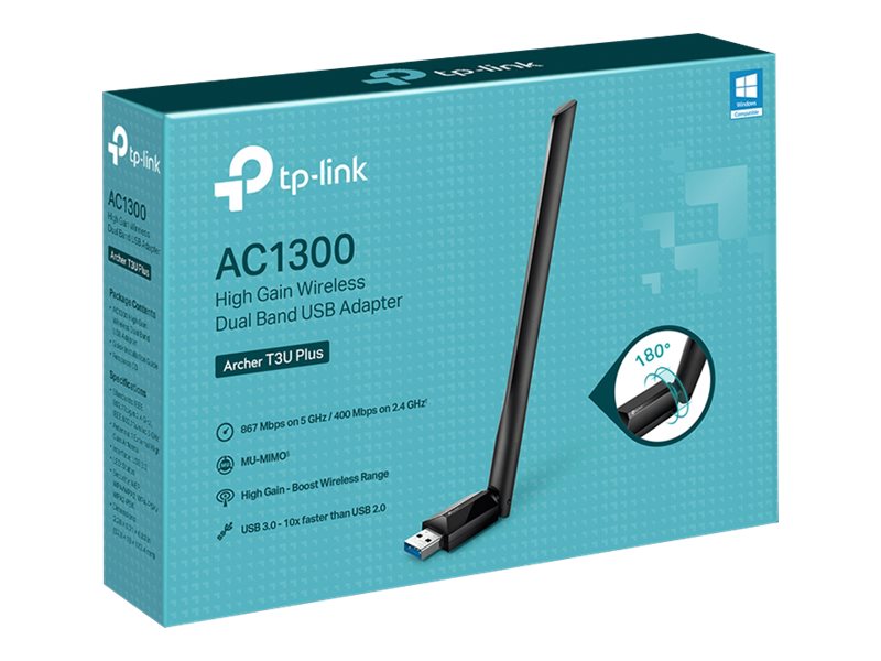 TP-Link Archer T3U Plus AC1300 Dual Band USB 3.0 WLAN Adapter Schwarz