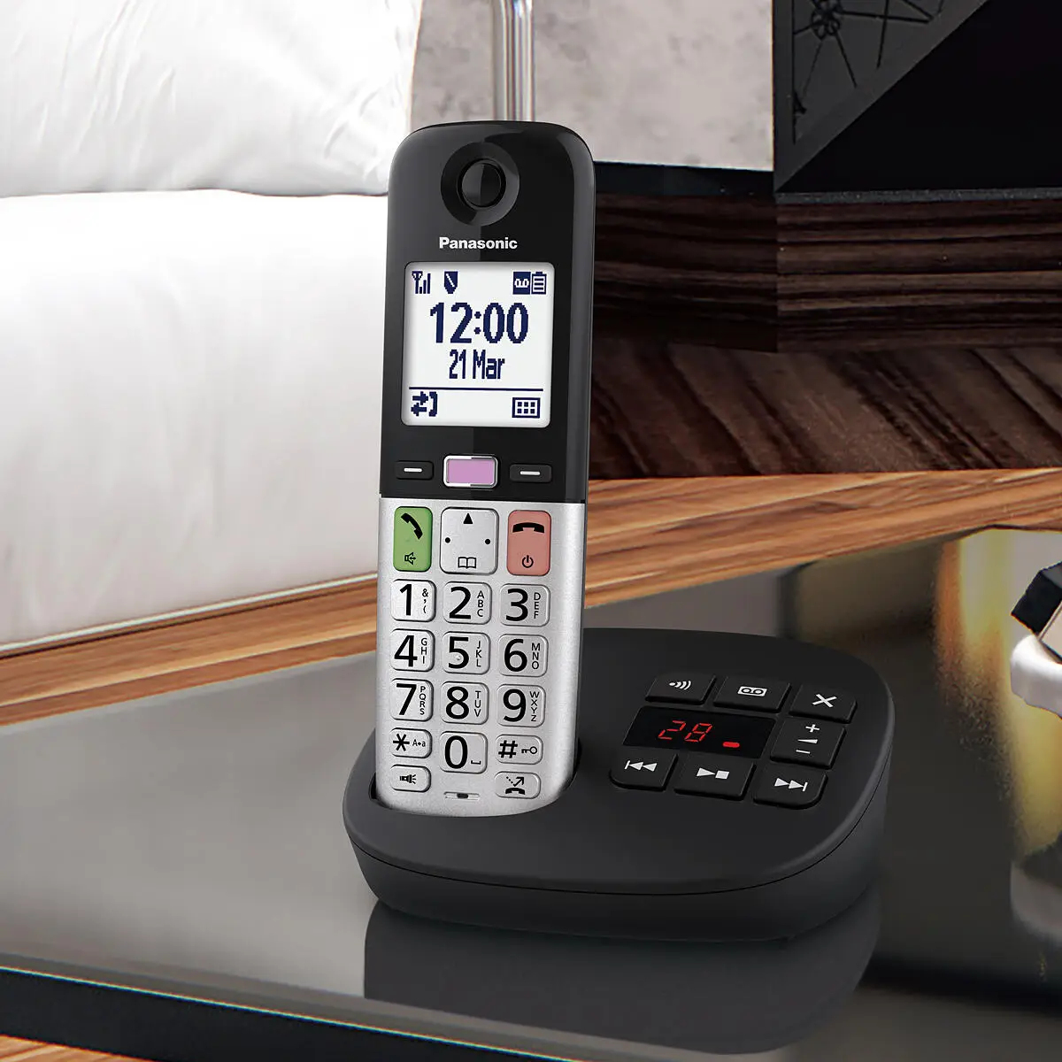 Panasonic KX-TGU430EXB Schnurlostelefon DECT mit Anrufbeantworter Schwarz & silber
