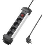 Sygonix SY-4538264 Steckdosenleiste mit Schalter 4fach Black, Silber Schutzkontakt 1 St. (SY-4538264)