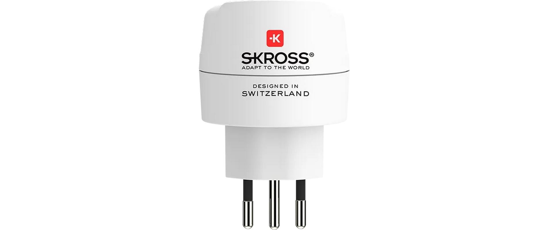 SKROSS Reiseadapter Europe to Switzerland + Italy + Brazil Weiß