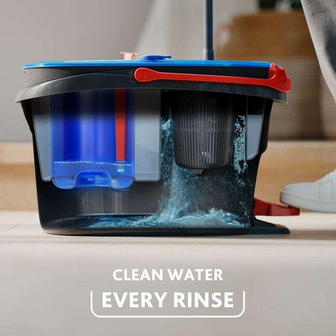 Vileda H2PRO Spin Mop System Zweitanksystem 6000 ml Mikrofaser Schwarz, Blau, Rot