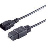 Kaltgeräteverlängerung C14-C19 10A/16A schw. 1,8m Kaltgeräteverlängerung C14-C19, 10 A/ 16 A, schwarz, 3x0,75mm², 1,8 m · Anschlüsse: Kaltgeräte-Stecker - Kaltgerätebuchse · Haube: vergossen, C14-C19, 10 A/ 16 A · Aufbau Kabekl: 3 x 0,75 mm² · Adern Material: Kupfer · Stecker Material: FeNi · Kontaktoberfläche: vernickelt · Farbe Stecker: Schwarz · Farbe Kabel: Schwarz (60017)