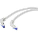 Renkforce RF-4892472 RJ45 Netzwerkkabel, Patchkabel CAT 6a S/FTP 0.50 m Grau (RAL 7035) 90° nach unten gewinkelt 1 St. (RF-4892472)
