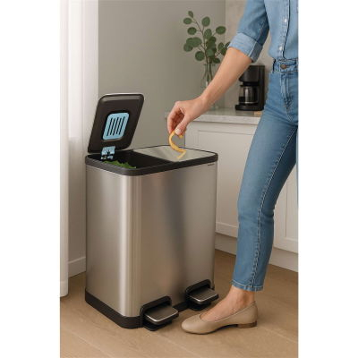 MAUL MAULcycle 9502294 Abfallbehälter 40 l Edelstahl Schwarz, Silber