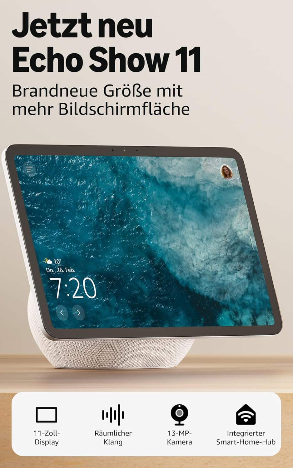 Amazon Echo Show 11 11" Smart-Display Glacier White