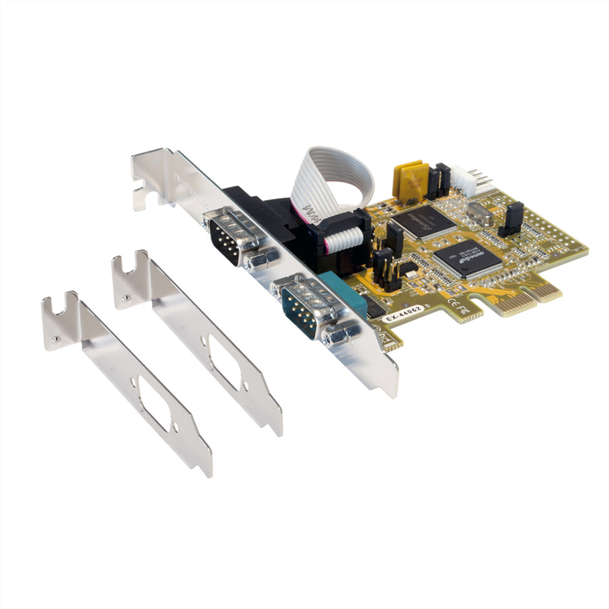 Exsys EX-44062 Serieller Adapter PCI Express x1 2x RS-232/V.24 Low Profile Schwarz