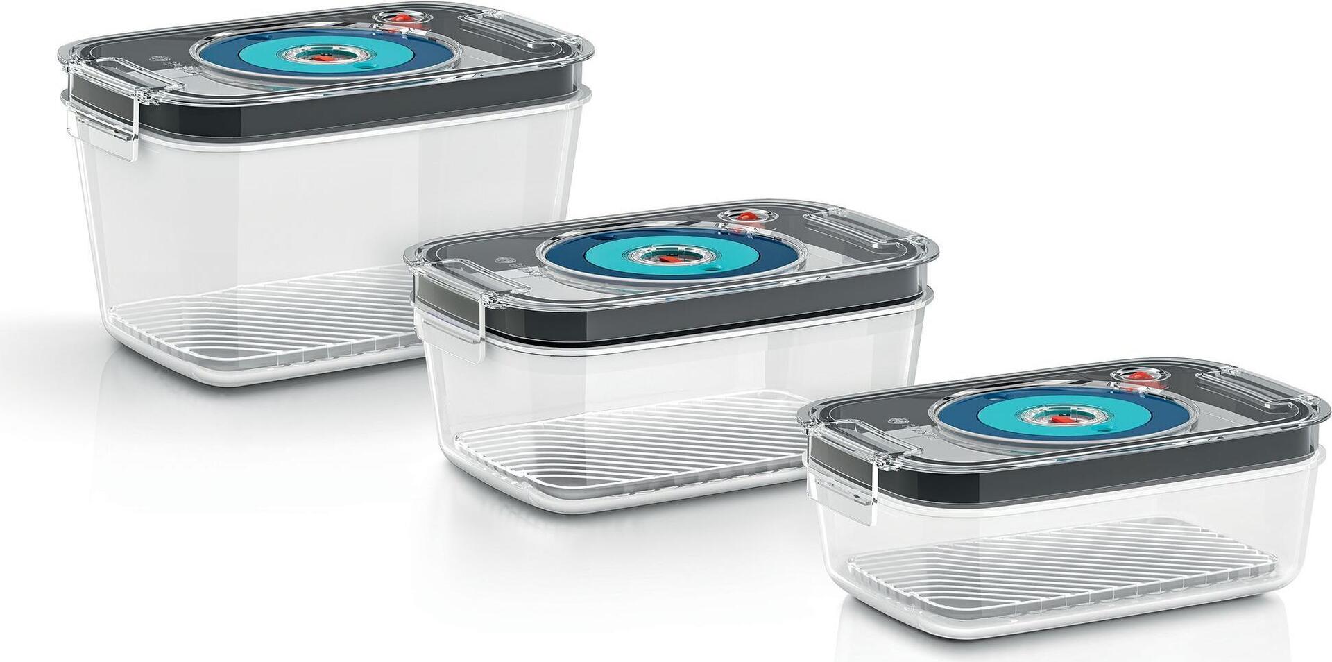 Bosch MSZV0FC3 Lebensmittelaufbewahrungsbehälter Set Rechteckig 1,7 l Grau - Transparent 3 Stück(e) (MSZV0FC3)