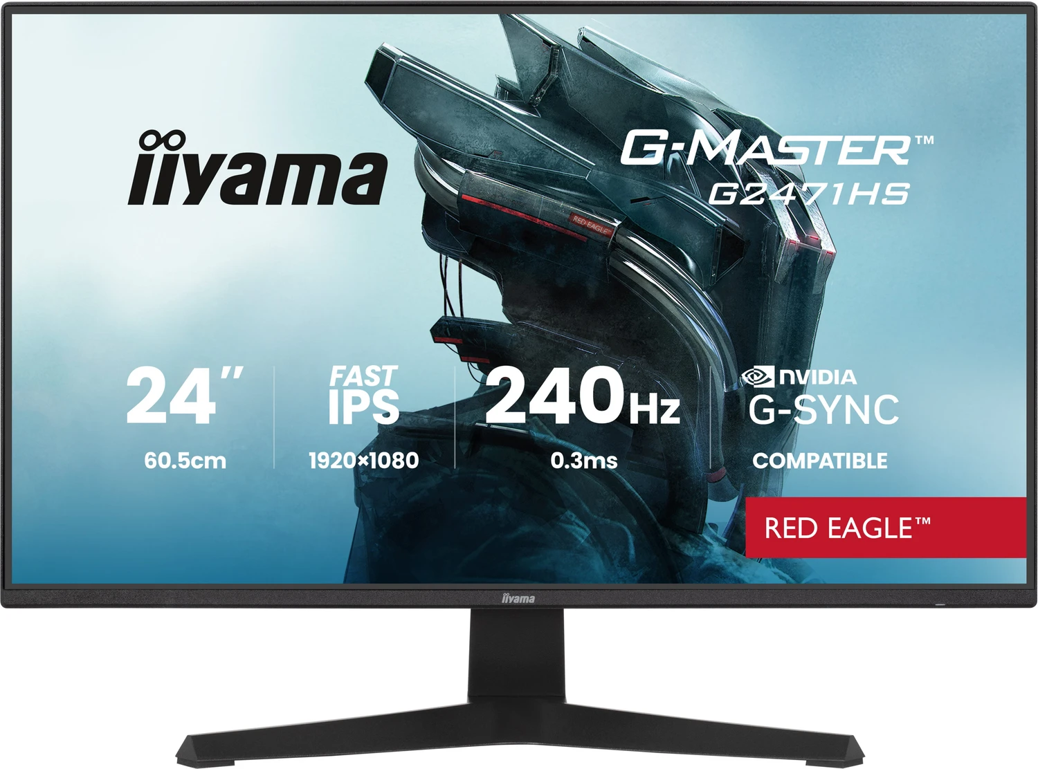 Iiyama G-Master G2471HS-B1 Red Eagle Gaming-Monitor 60.5 cm (23.8 Zoll), schwarz (matt), FullHD, Fast-IPS, HDMI, DP, G-Sync komp., 240Hz Panel (G2471HS-B1)