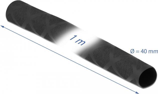 Delock Schrumpfschlauch X-Muster rutschfest 1 m x 40 mm schwarz (19602)