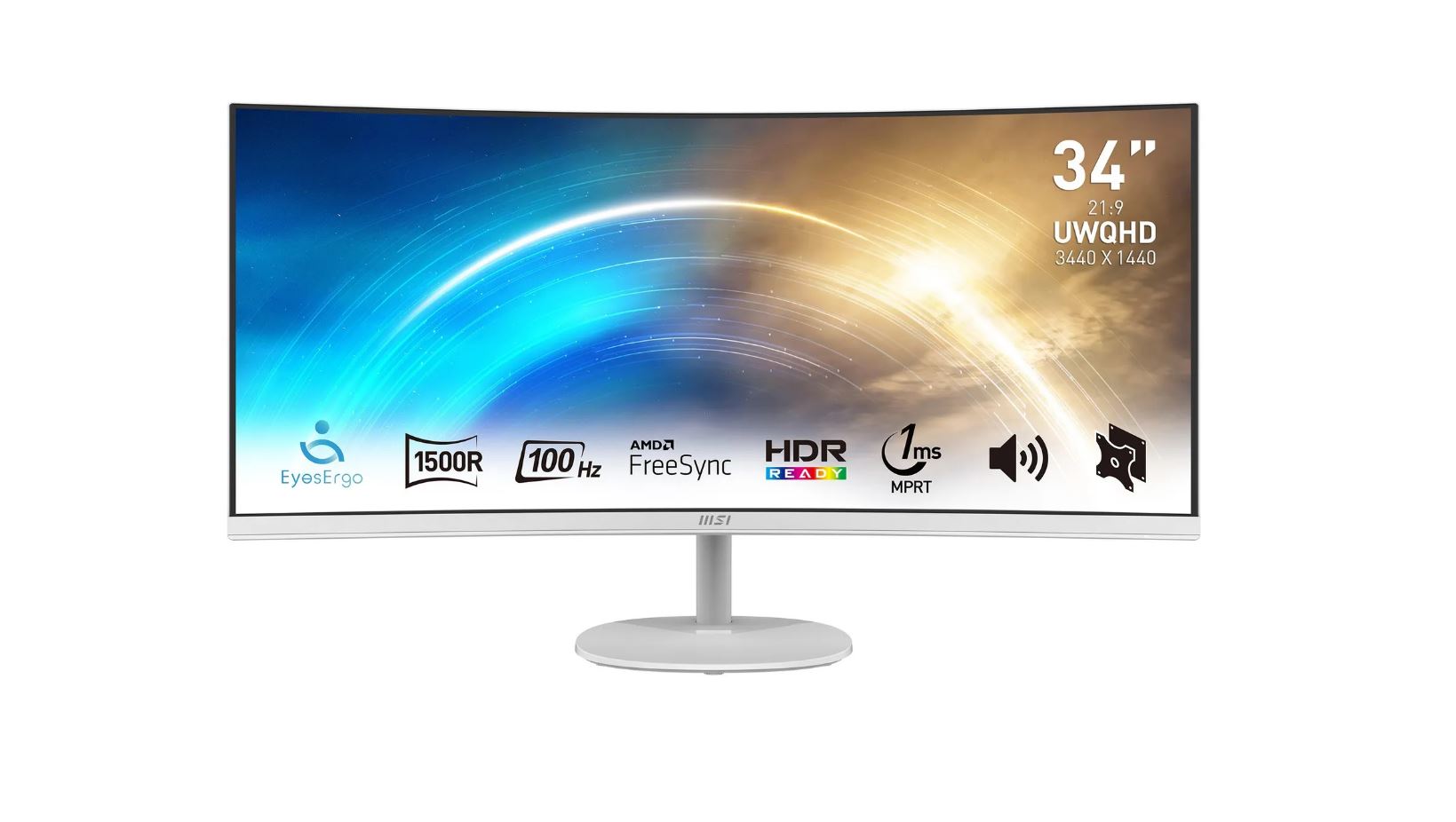 MSI Pro MP341CQWDE 86,4cm (34") UWQHD VA Office Monitor Curved 21:9 HDMI/DP 100Hz [Energieklasse G] (9S6-3PB2CT-038)
