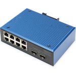 Digitus Industrial 8+2-Port Fast Ethernet Switch. Switch-Typ: Unmanaged. Basic Switching RJ-45 Ethernet Ports-Typ: Fast Ethernet (10/100), Anzahl der basisschaltenden RJ-45 Ethernet Ports: 8, Anzahl installierten SFP Module: 2. Vollduplex. MAC-Adressentabelle: 2000 Eintragungen, Routing-/Switching-Kapazität: 1 Gbit/s. Netzstandard: IEEE 802.3x (DN-651146)