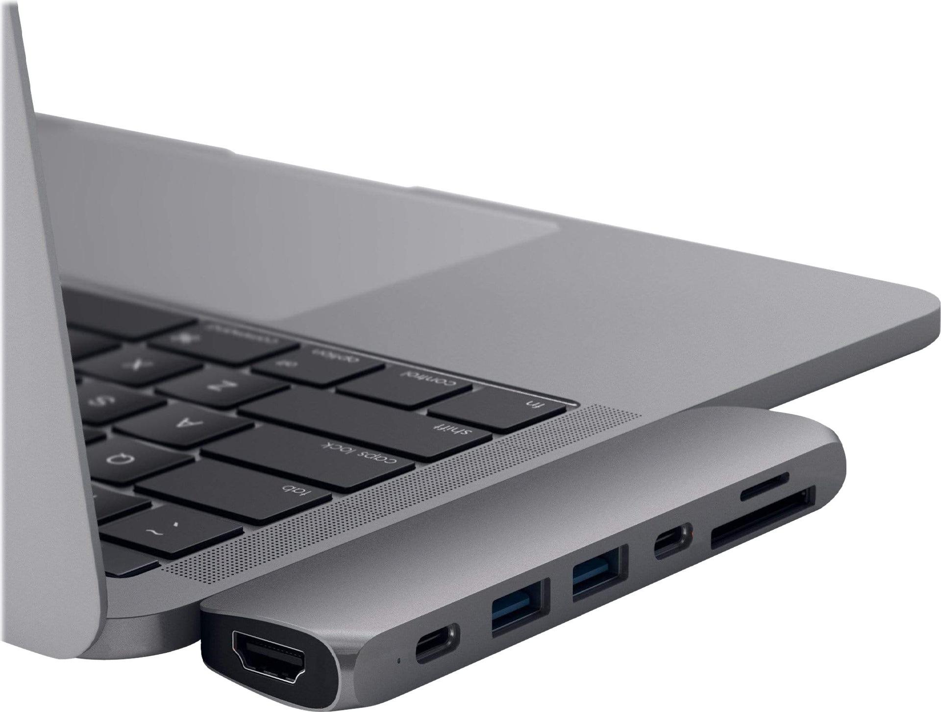 Satechi Type-C Pro Hub Adapter für MacBook Pro 13" und 15", 2× USB 3.0, HDMI 4K, SD/MicroSD, Grau
