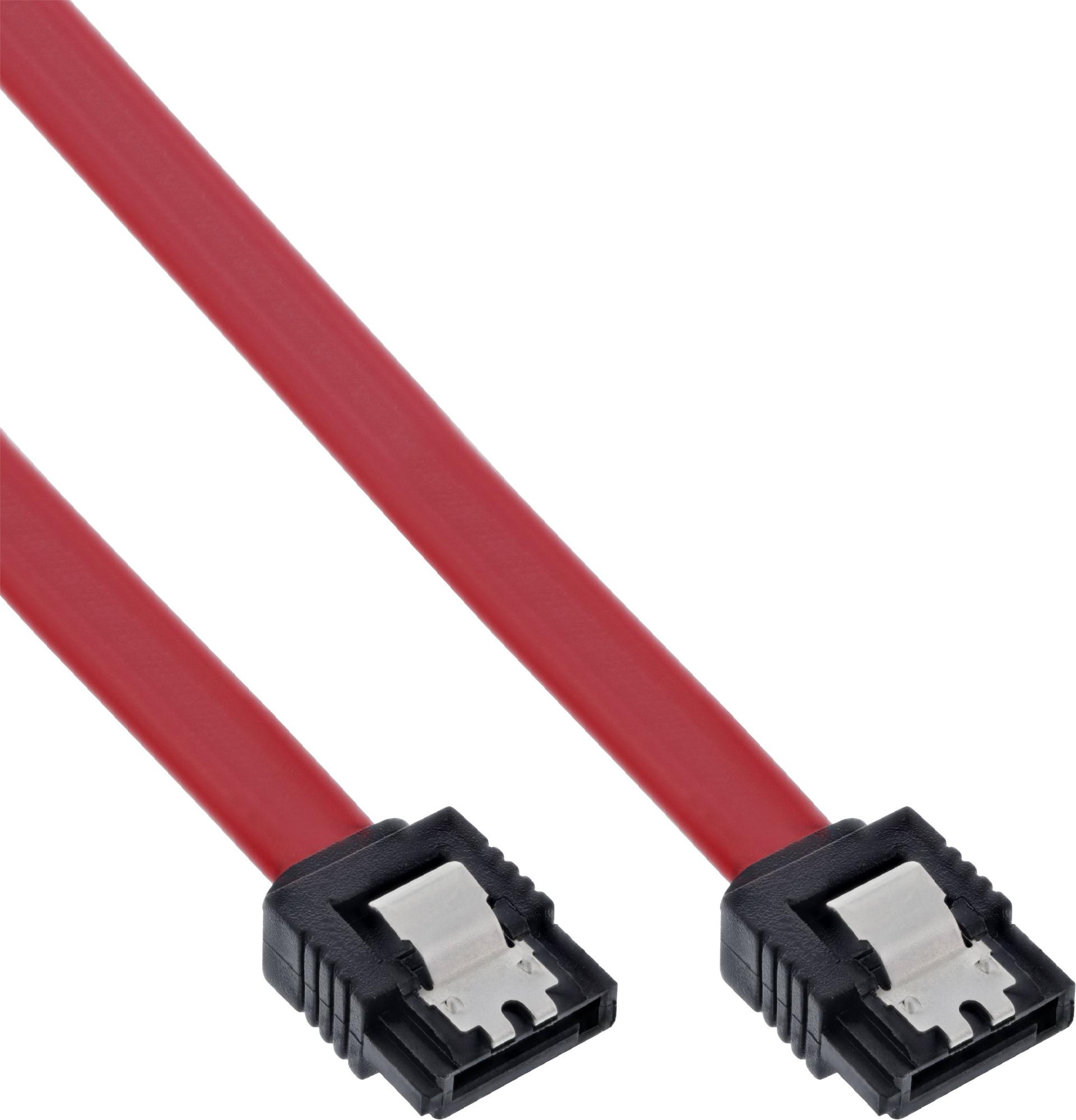 InLine SATA-Kabel mit Sicherheitslasche 0,3 m Rot
