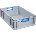 allit Aufbewahrungsbox ProfiPlus EuroBox 632, grau/blau Eurobox aus PP, offene Griffe, stapelbar, widerstandsfähig - 1 Stück (456775)