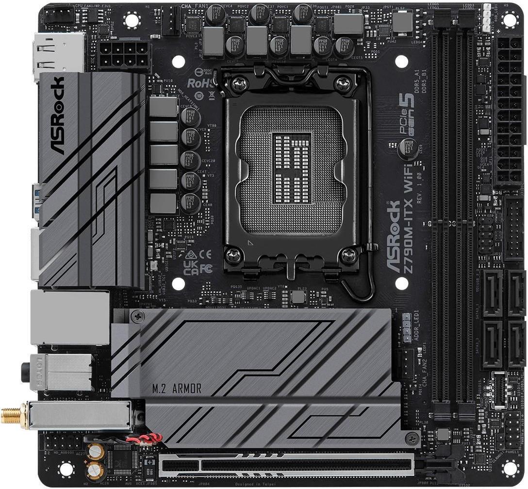 ASRock Z790M-ITX WiFi Mainboard Mini-ITX LGA1700 Intel Z790 DDR4 Wi-Fi 6E Schwarz/Grau