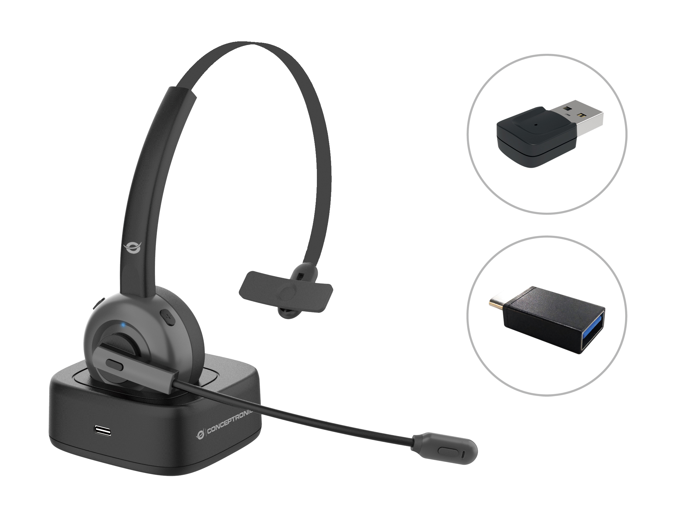 Conceptronic Polona POLONA03BDA On-Ear Bluetooth Headset Schwarz