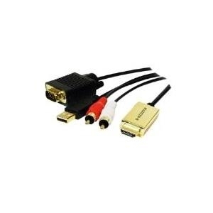 LogiLink HDMI auf VGA/Audio Konverter, 2,0 m, schwarz Eingang: HDMI-A 19 Pol Kupplung, Ausgang: VGA 15 Pol - 1 Stück (CV0052A)