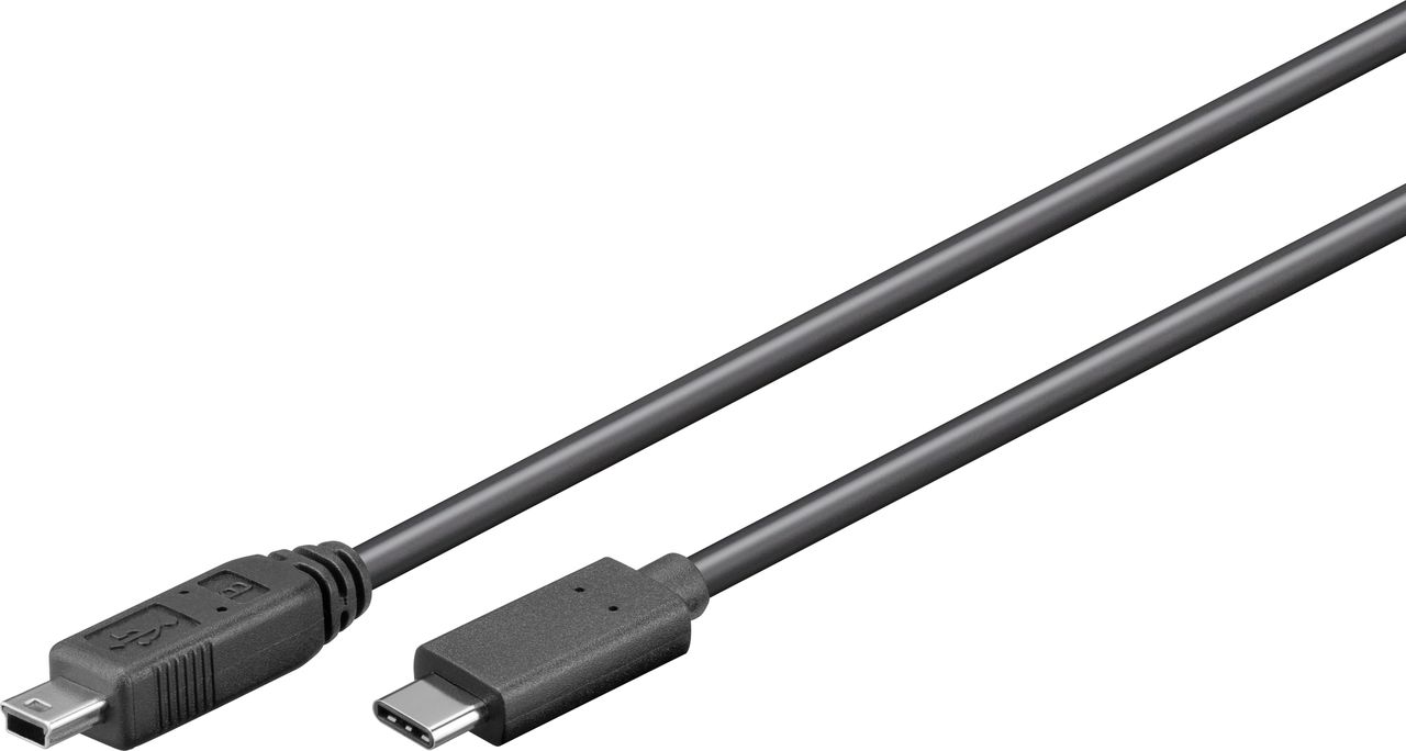 Wentronic Goobay USB 2.0 Mini-Stecker (Typ B, 5-Pin) > USB-C Stecker Kabel, Schwarz, 0.5 m - USB 2.0 HighSpeed (67989)
