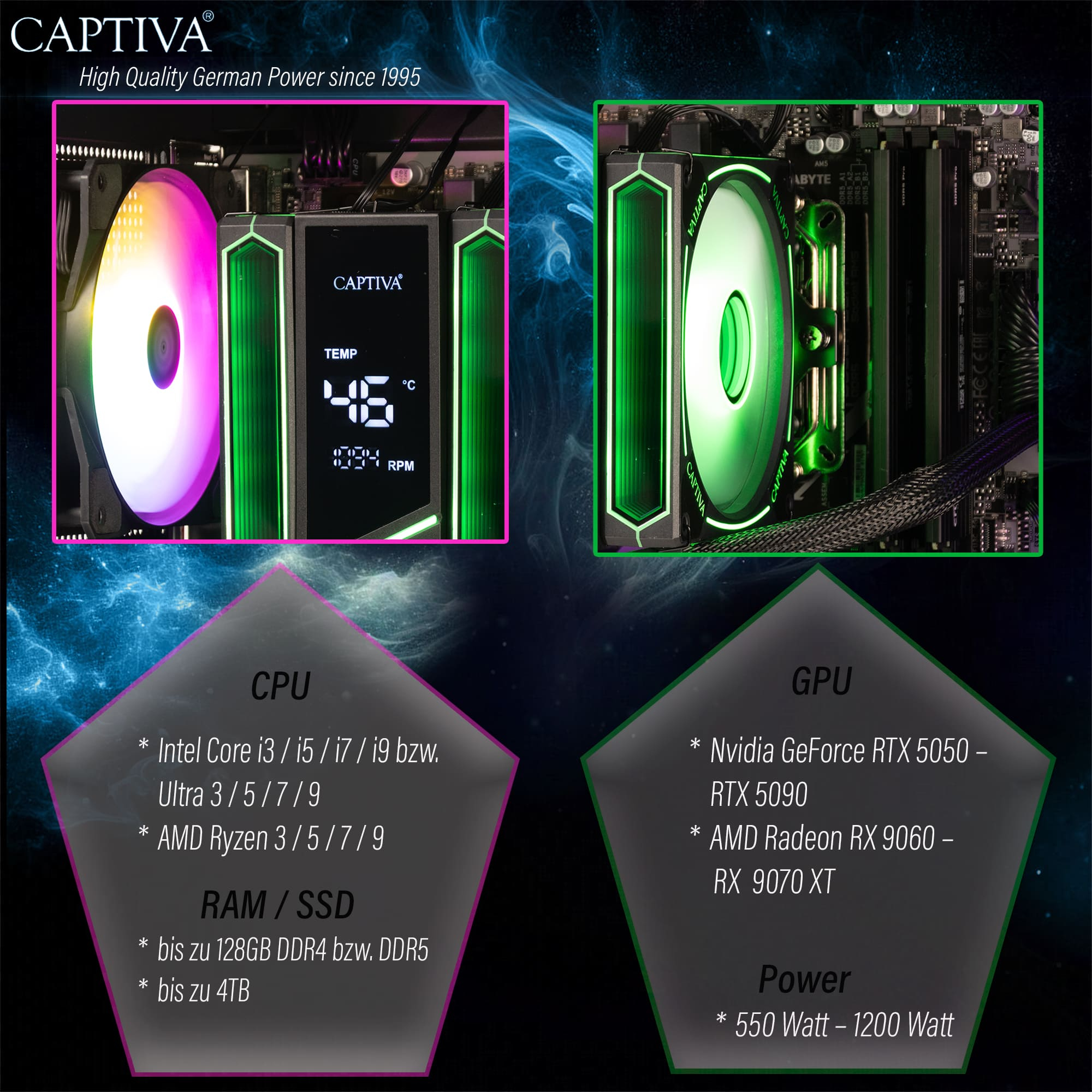 Captiva Power Starter R94-689 Desktop-PC, AMD Ryzen 5 5600G, 32 GB RAM, 500 GB SSD, Windows 11 Home, Schwarz