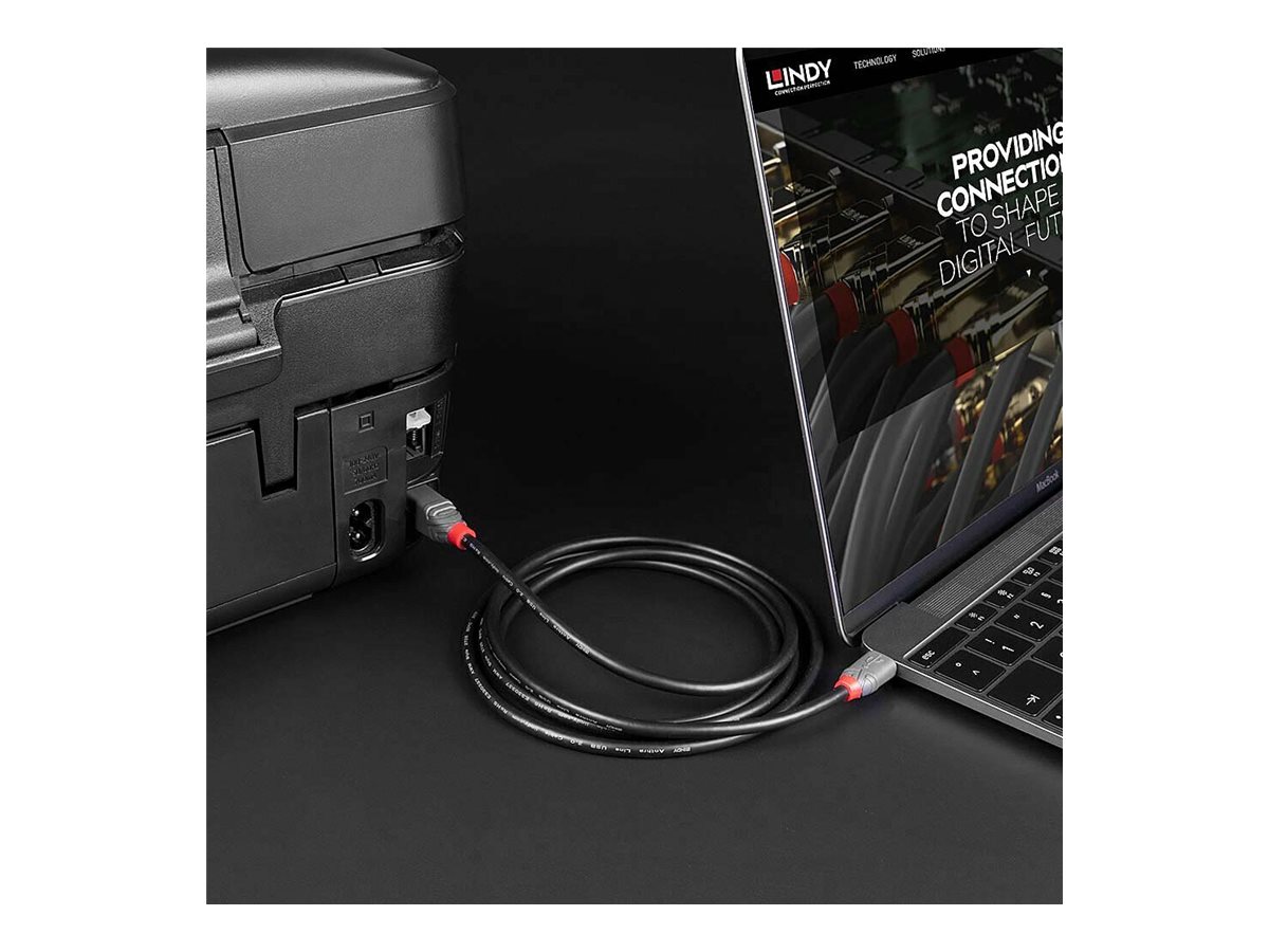 Lindy 36943 USB Typ-C auf USB Typ B Kabel USB 2.0 3 m Schwarz