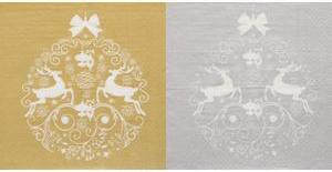 PAPSTAR Weihnachts-Motivservietten "Deers Couple", silber 330 x 330 mm, bedruckt, 1/4 Falz, 3-lagig - 1 Stück (89524)