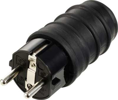 Sygonix SY-6618468 Schutzkontaktstecker TPE 250 V/AC Schwarz IP44 (SY-6618468)